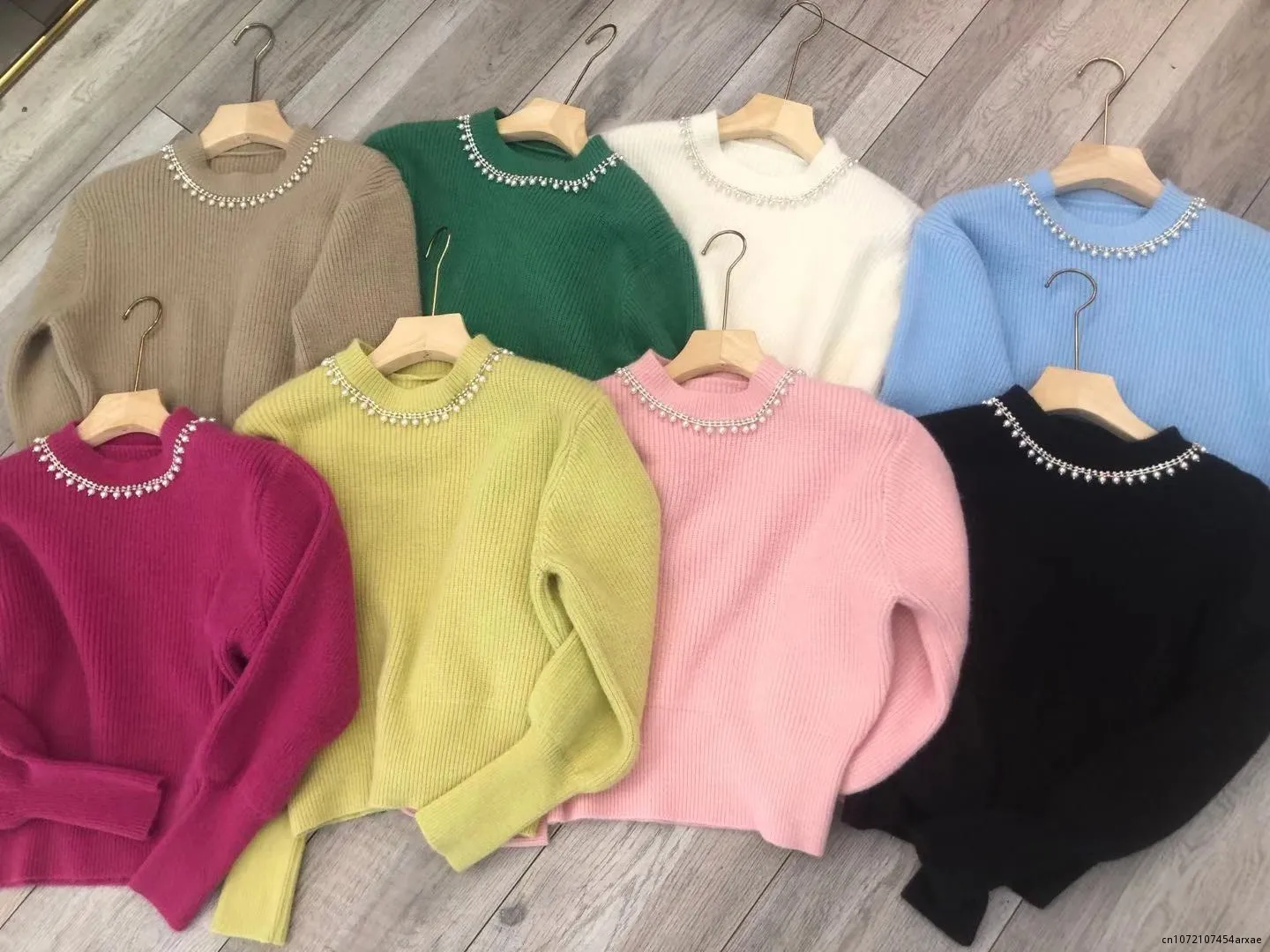 

Beading Pull Femme Sweater Winter Oversized Knitted Sweater Women Lantern Sleeve Embroidery Cartoon Thicken Pullovers Jumper