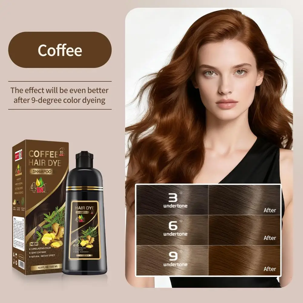 Shampoo colorante istantaneo 3 in 1, colore nero naturale per uomo e donna, tintura per capelli alle erbe, colore marrone viola, shampoo colorante per capelli - immagine 4