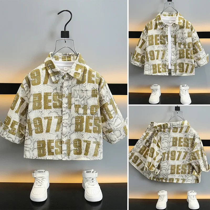 Spring Autumn Boys Shirt Thin Long Sleeve Children's Clothing Baby Spring Fashionable Boy Top Quality Material AE Stock