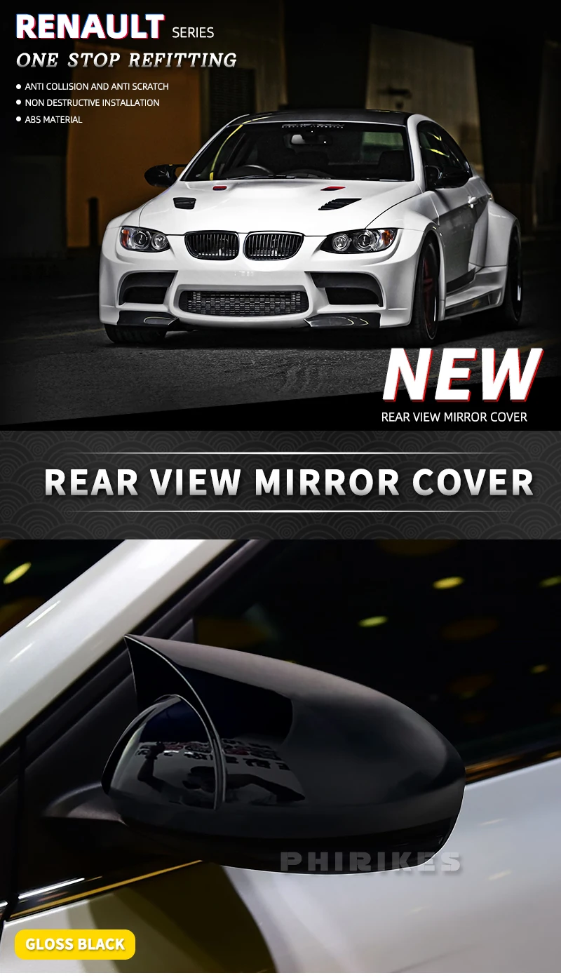 Bat Style Mirror Cover For Renault Megane 4 2016 2020 Rearview Mirror Cover  2 Pieces Cover Glossy Black Car Shields Exterior - AliExpress