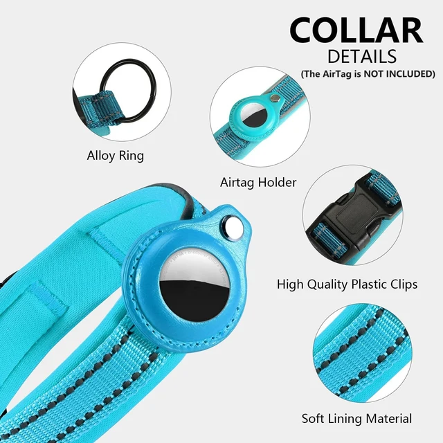 Reflective AirTag Dog Collar, Heavy Duty Dog Collar with Adjustable AirTag Holder Case Accessories for Small Medium Large Dogs 5