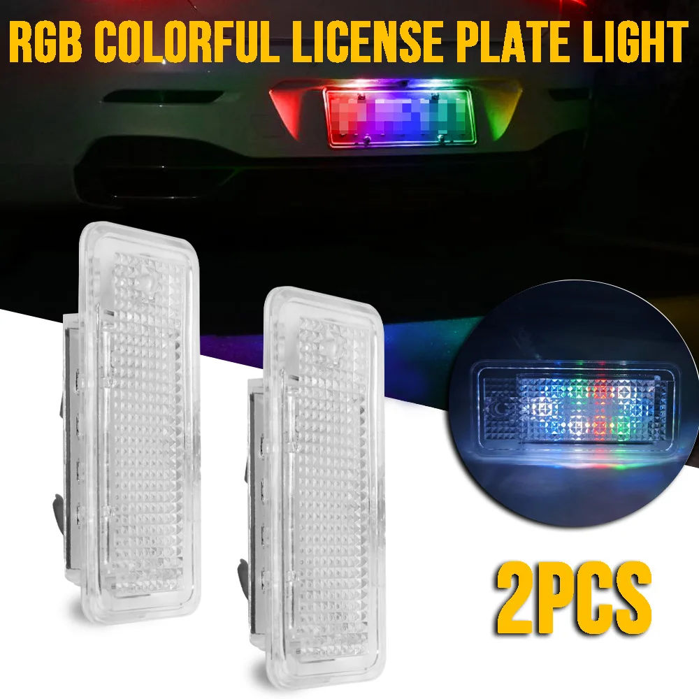 

Цветной RGB автомобильный фонарь с номерным знаком для Audi A3 S3 A4 S4 B6 B7 A5 A6 Q7 S8 2003, 2 шт., без ошибок, 12 В