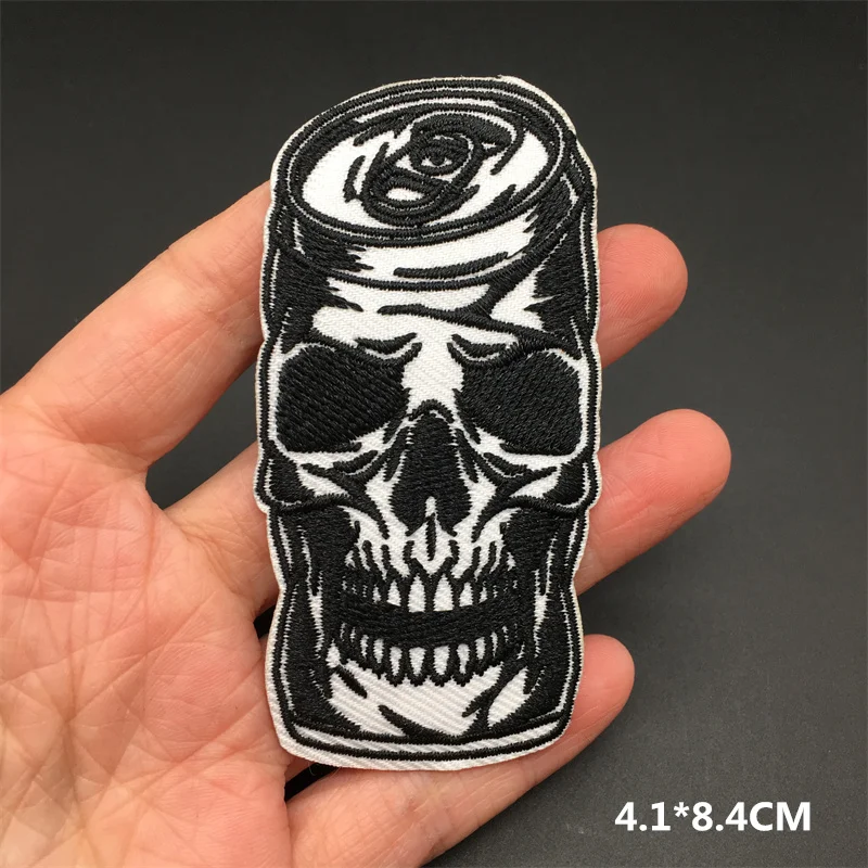 Punk-Style Black & White Embroidered Thermoadhesive Jacket Patches
