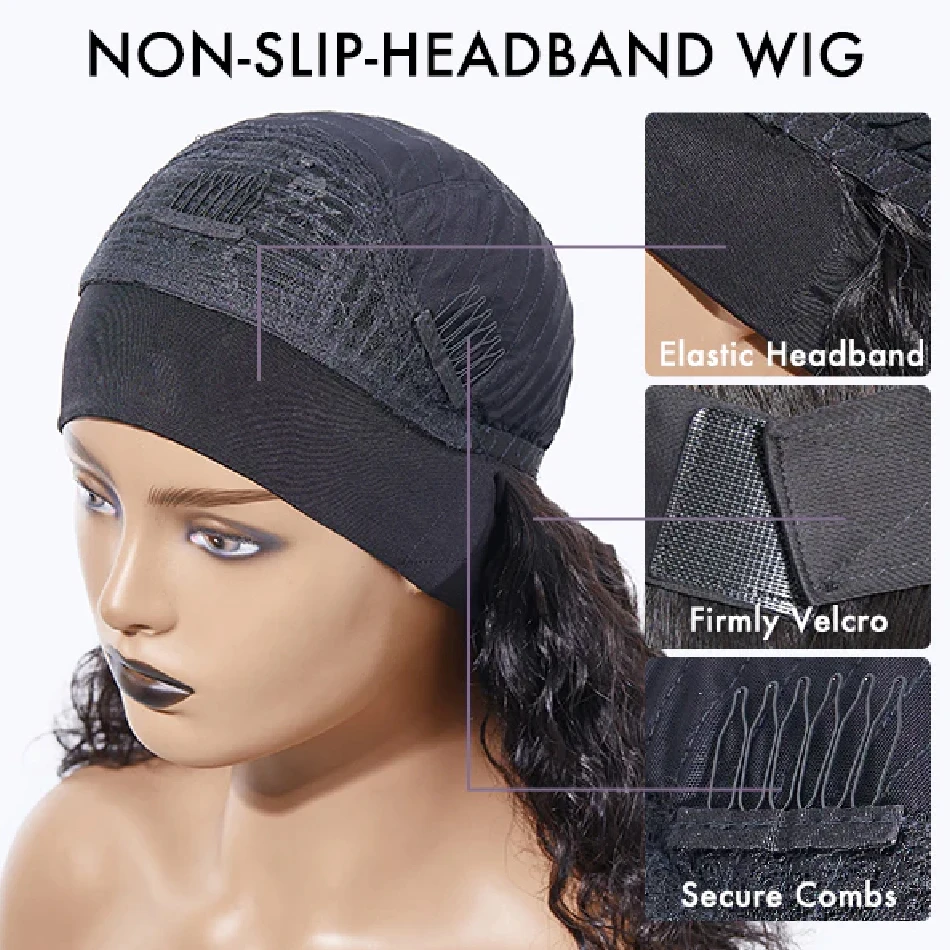 Afro Kinky Curly Human Hair Headband Wig For Black Women 250% Density Brazilian Remy Full Machine Made Wear and Go Glueless Wig 6