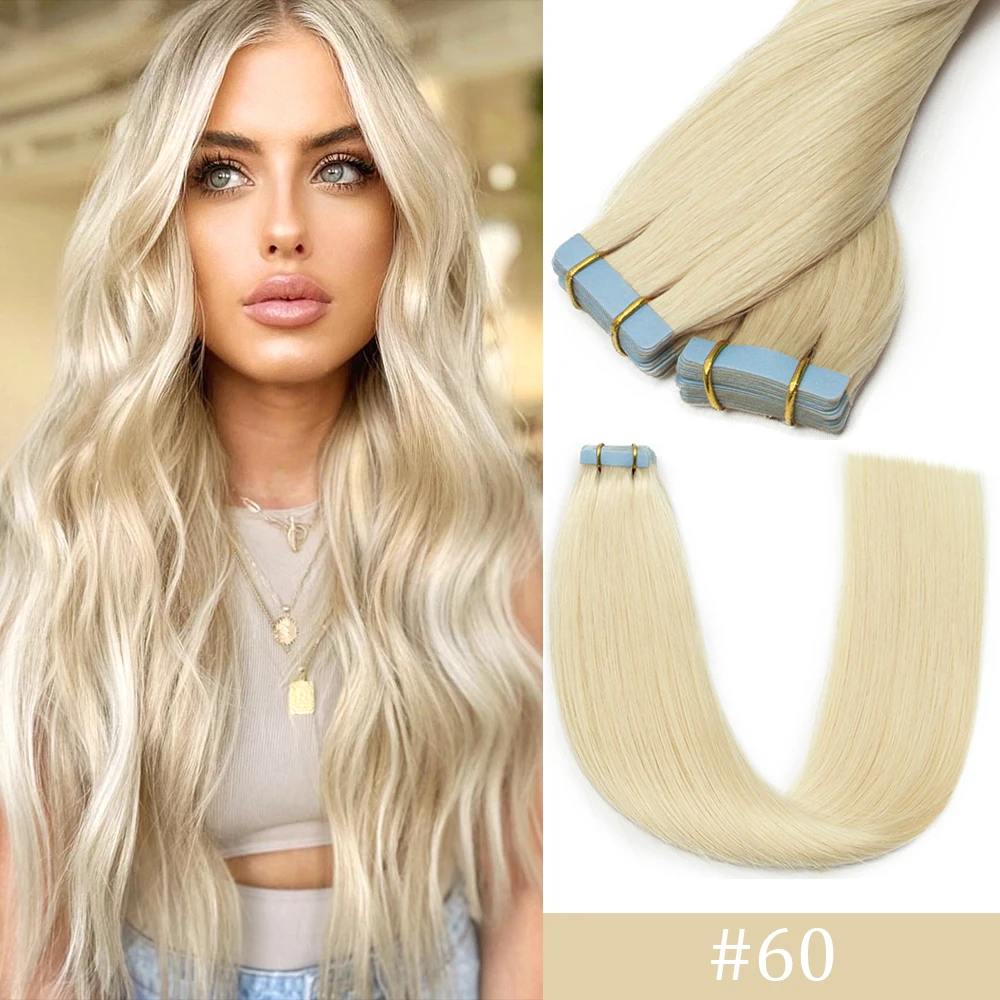Natural Remy Tape In Hair Extensions Human Hair Seamless Skin Weft Virgin Straight Remy Invisible Adhesive Tape