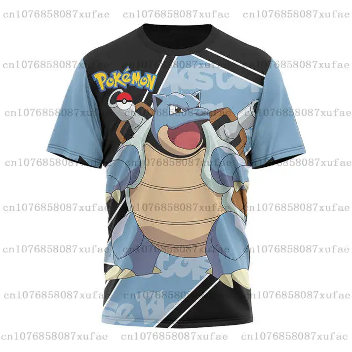 

MINISO Pokemon Pikachu Blastoise Men's and Women's 3D Tyranitar T-shirts Sports and Leisure Children's Short Sleeves T-shirts