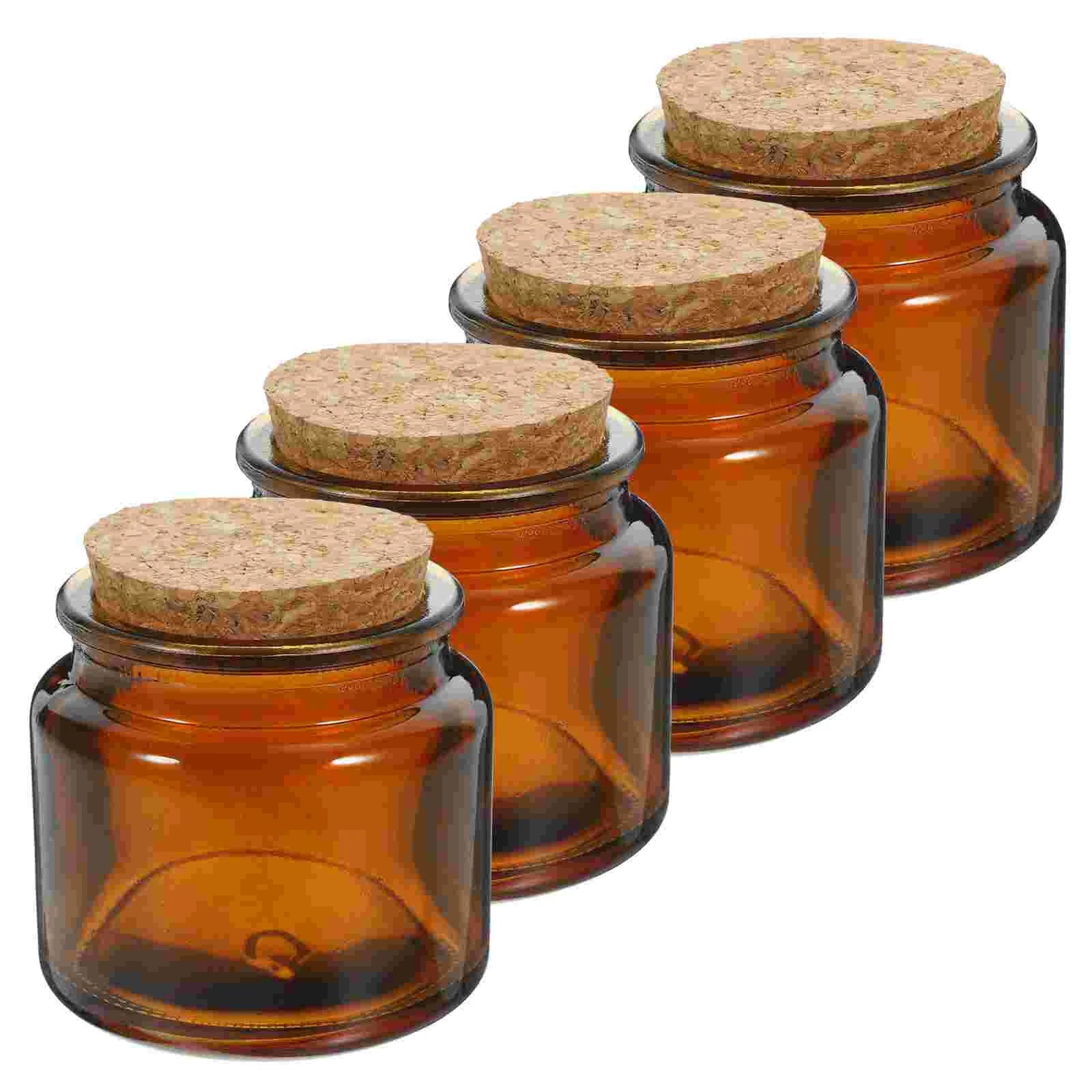 

4 Pcs Glass Scented Cup Household Holder Cork Jar Bottle Holders Soy Wax Desktop