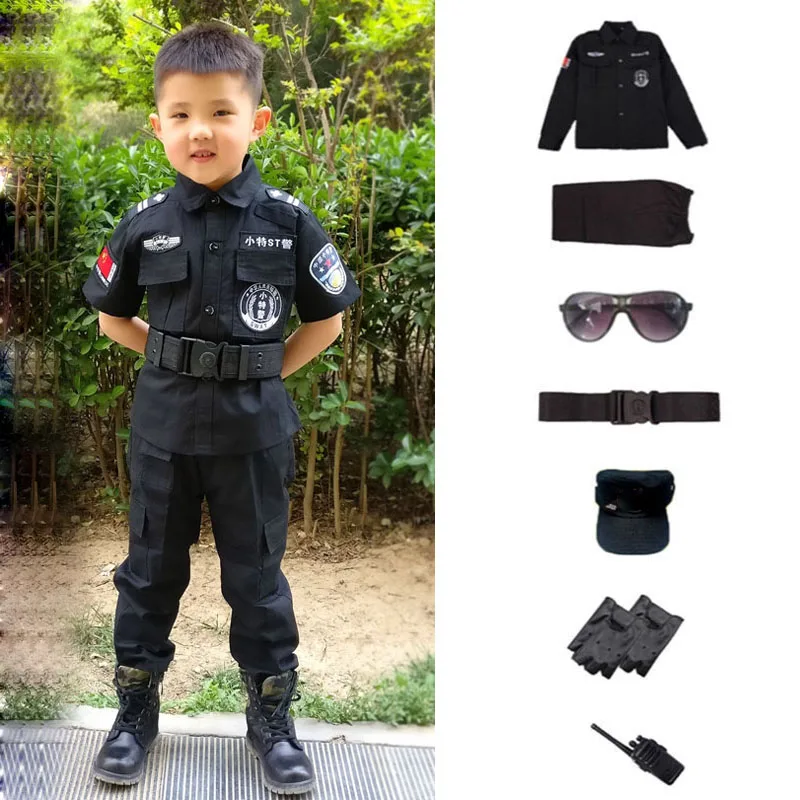 Costumes de policier du SWAT pour enfants, uniforme de police de carnaval pour  enfants, armée, policier, soldat, Halloween, 110-160cm, 7 pièces, ensembles  - AliExpress