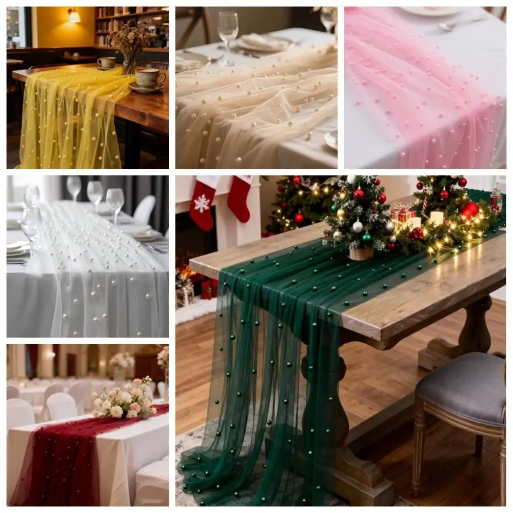 Dreamy Luxury Wedding Table Runner Romantic Multi-color Gauze Tablecloth Semi-Transparent Table Cover Wedding