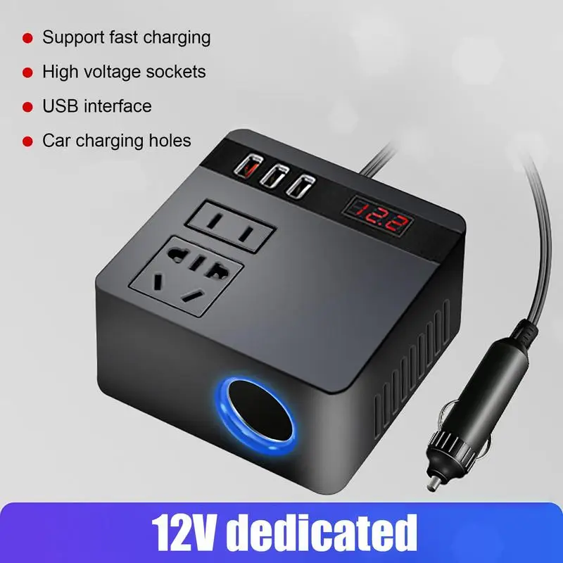 Car Plug In Adapter Outlet Car Charger For Laptop Electric Charger 150W Quick Charging For Travel Air Compressor