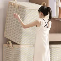 with Handle Clothes Storage Bins Clothes Organizer Large Capacity Quilt Storage Bag Foldable Dust-Proof Closet Storage Box 1