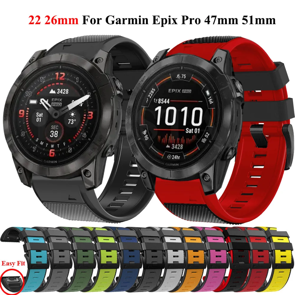 

Ремешок для часов Quickfit, силиконовый браслет для Garmin Epix Pro 47 мм 51 мм Fenix 7 7X Pro 6 6X Pro 5X 5 Plus 3HR Enduro 2, 22 мм 26 мм