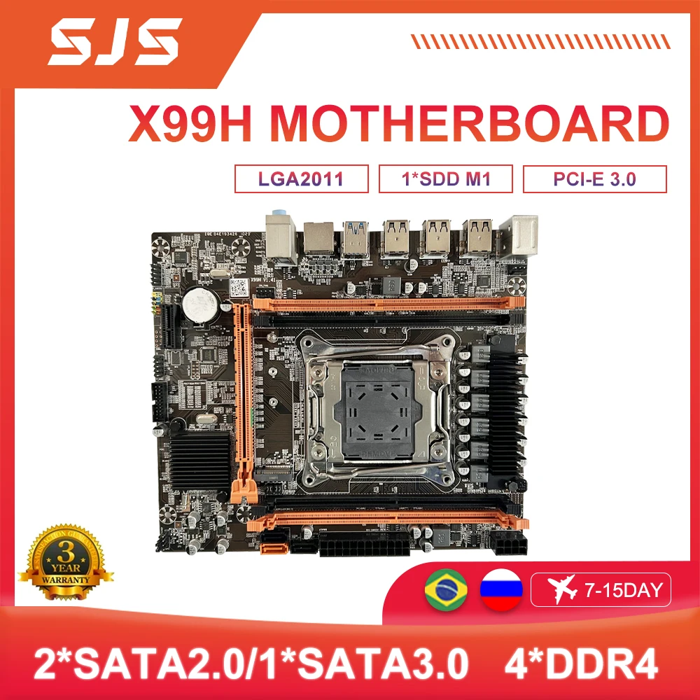 

SJS X99 Motherboard LGA 2011-3 Micro-ATX placa mae Support Intel Xeon E5 2640 2666 v3/v4 CPU Processor DDR4 ECC RAM SATA3.0