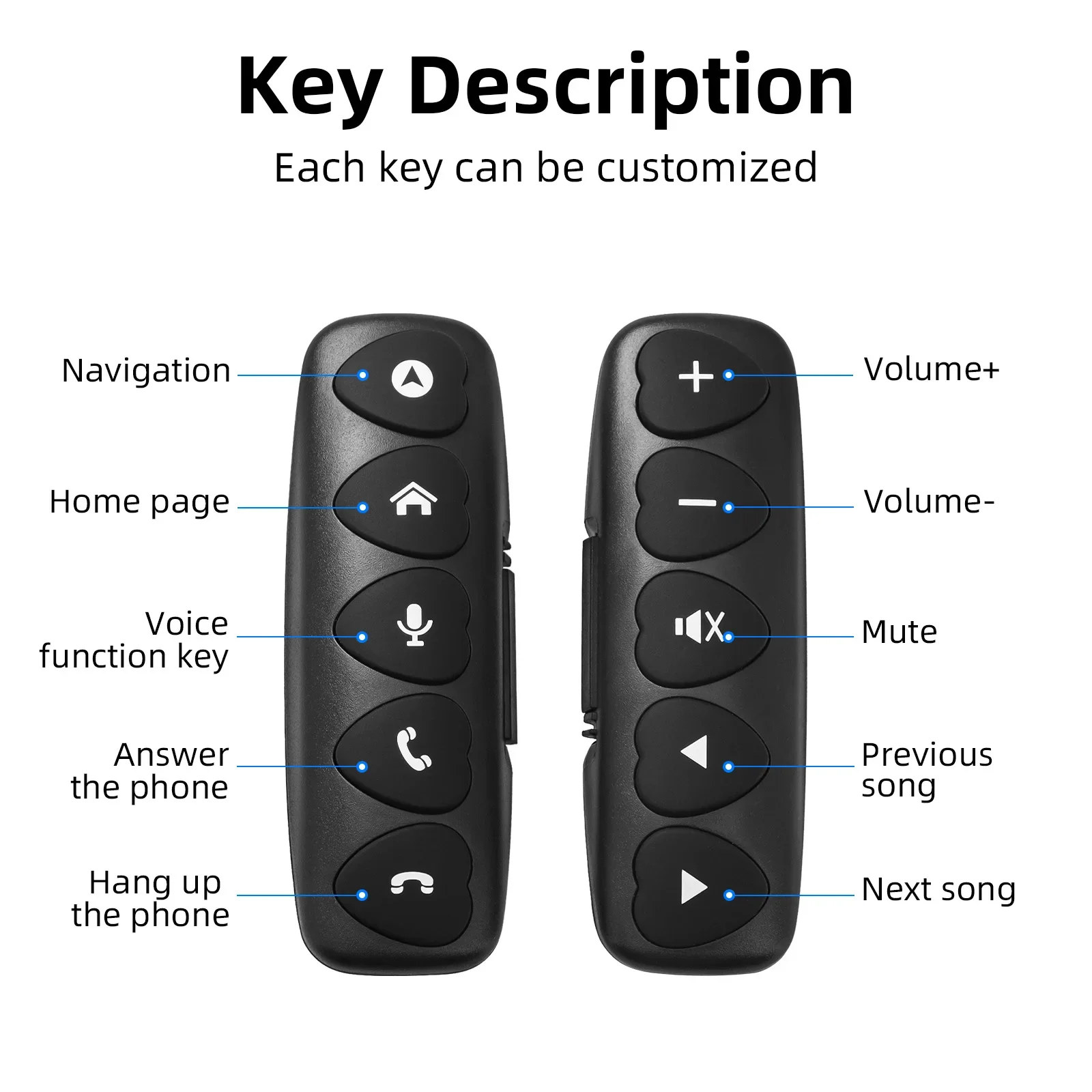 10Keys Steering Wheel Radio Controller Bluetooth-compatible Car Wireless Remote Control Multimedia Control Smart Buttons