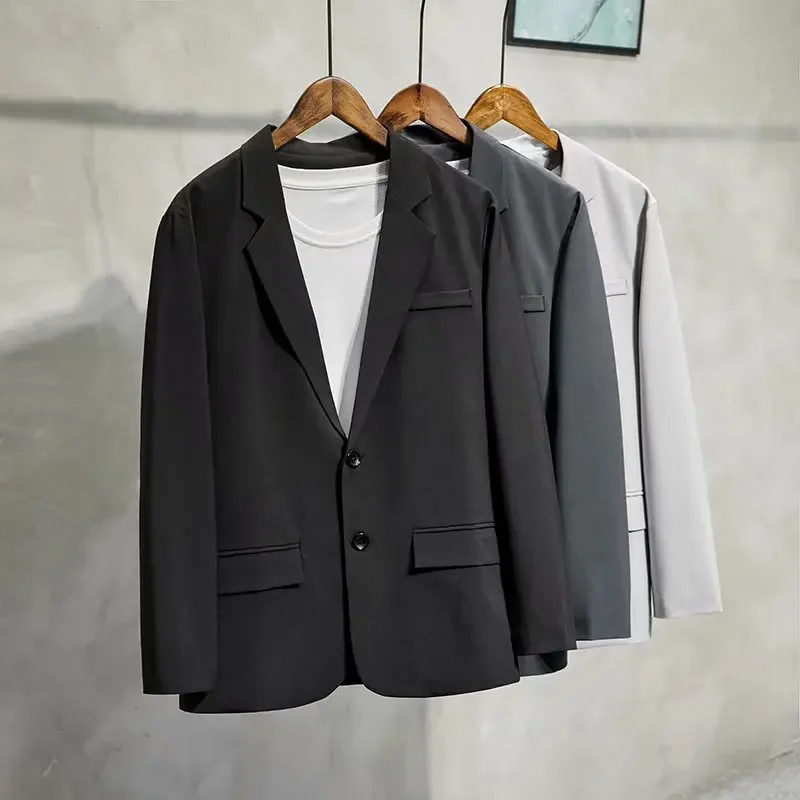 Men's Autumn New Medium-length Jacket Korean Style Business Commuting Slimming Double-buttoned Western-style Suit