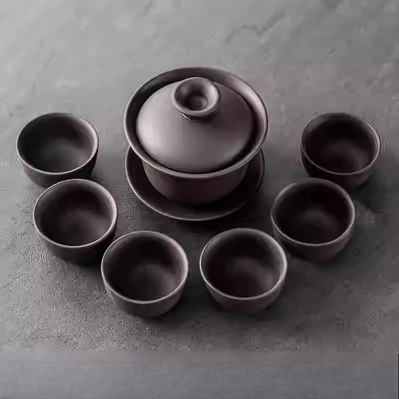 Purple Sand Kung Fu Tea Set Home Living Room Japanese Simple Cup Teapot Teacups Teasea Tea Leakage Ceremony