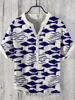 shirts independent station casual fish  pattern Hawaiian style printed shirts men's tops 1