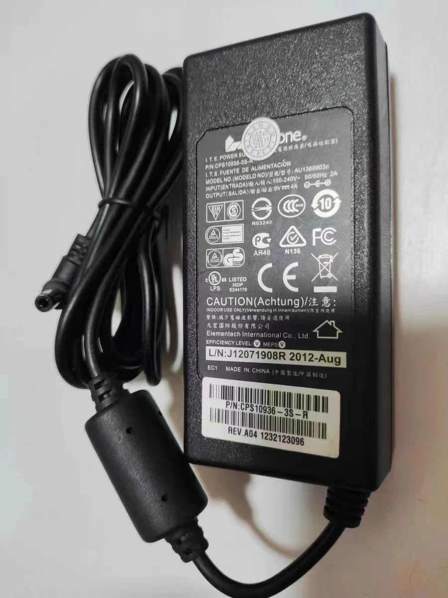 

CON TEC Power adapter CMS0136-9 9V=4.0A 36W charger power cord new