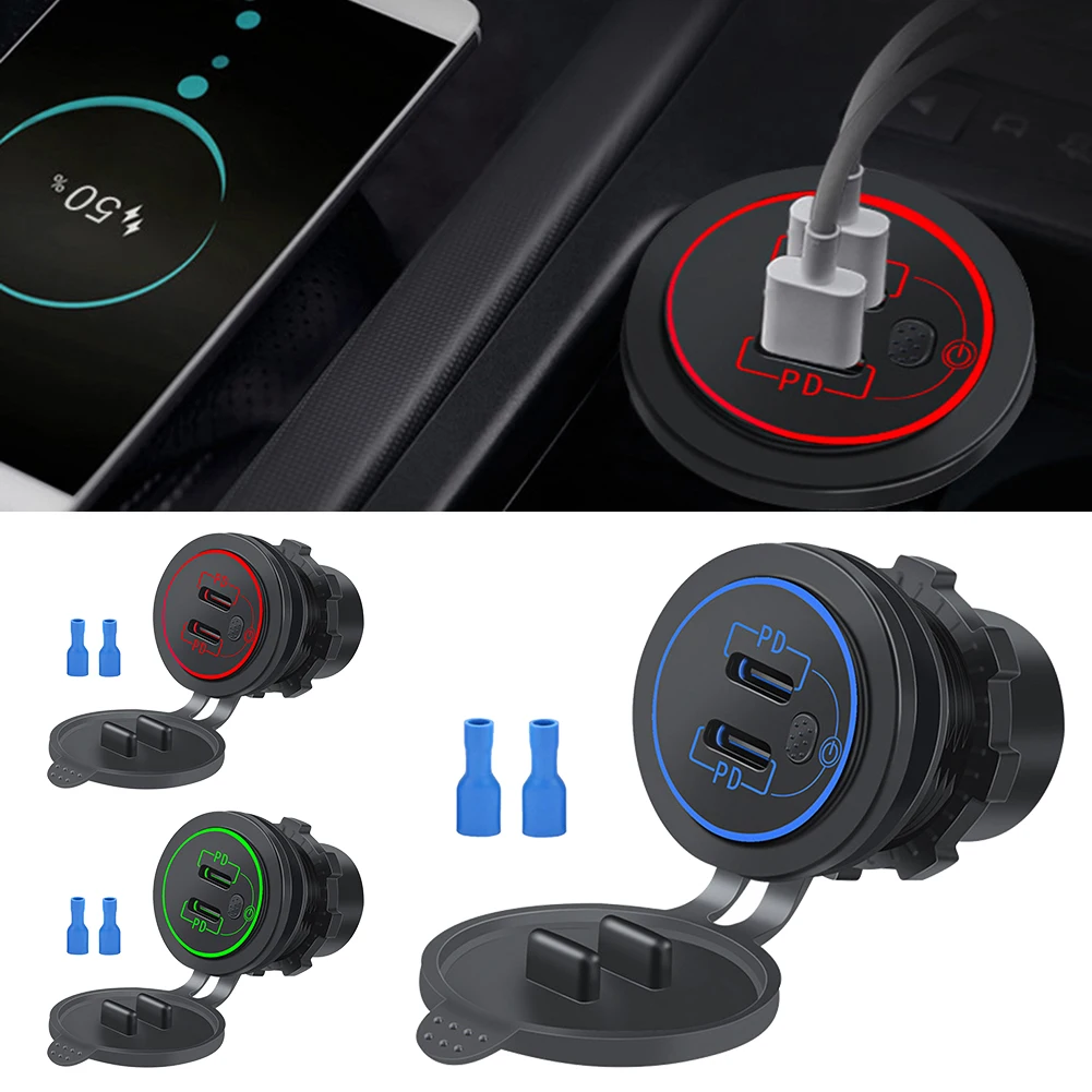 

Автомобильное зарядное устройство с двумя USB-портами и разъемом типа C