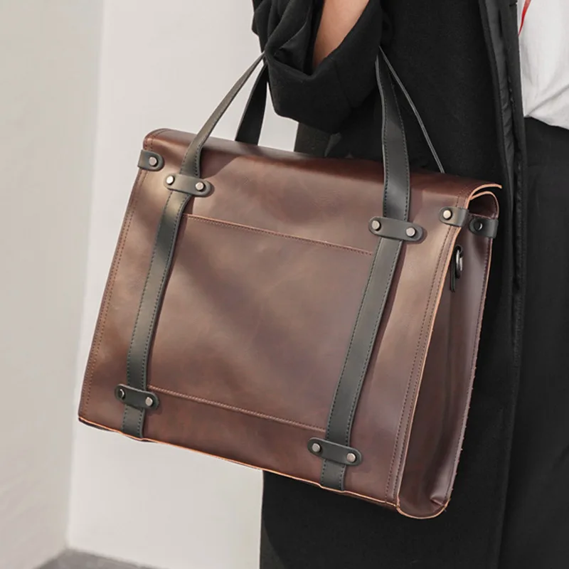 

2022 New Fashion Large Briefcase Male designer Laptop Business Handbag for Men Work Bags high quality Vintage men Shoulder Bag