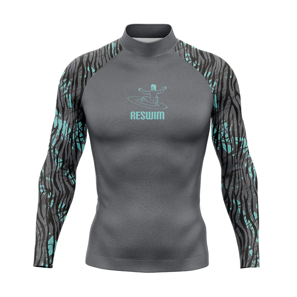 2023 Mens Swimsuit Rash Guard Long Sleeve Surfing Diving Tight Shirt Swimming T-shirt Beach UV Protection Swimwear GYM Rashguard