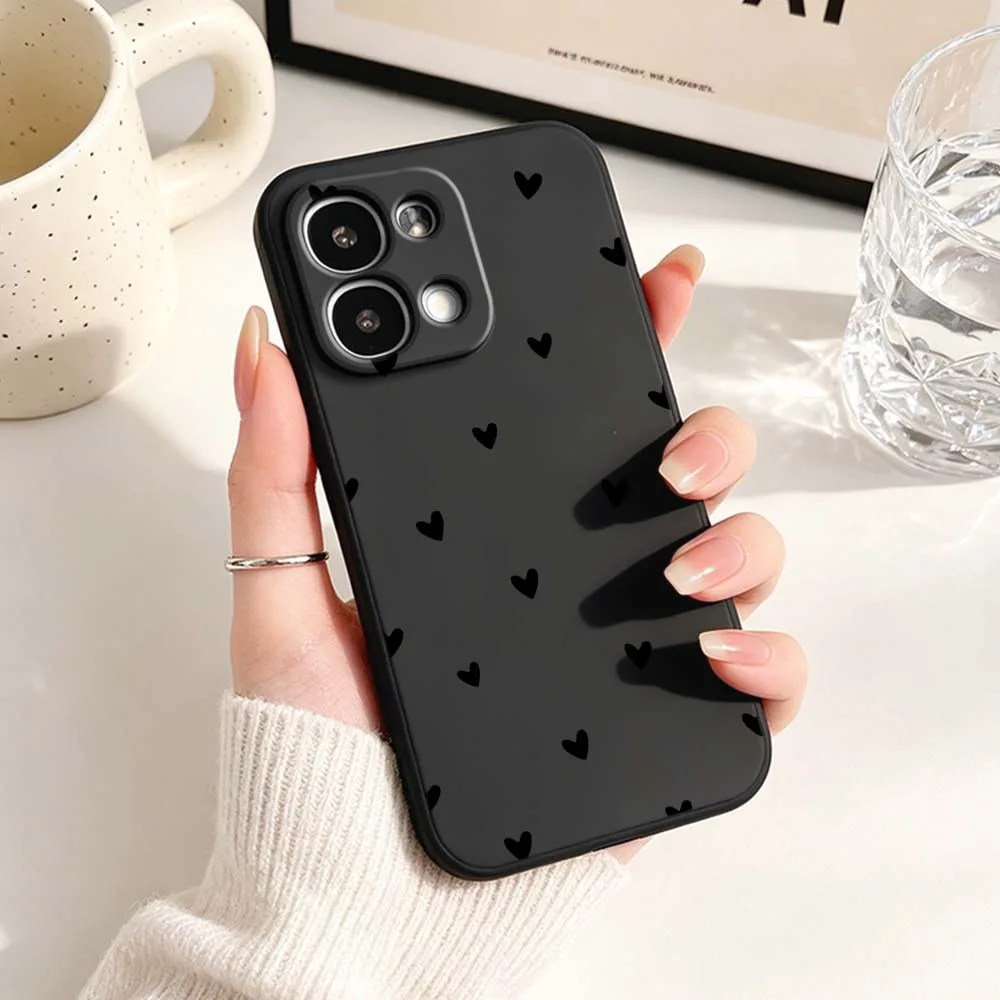 Chic Black Heart Pattern Phone Case