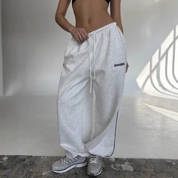 Vintage Striped Sweatpants Women Streetwear Casual Oversized Pants Korean Fashion Harajuku Baggy Black Hip Hop Trousers New 2026
