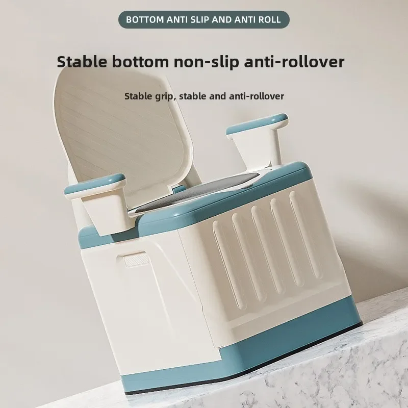 Elderly Mobile Commode Toilet, Foldable Adult Bedroom Odor Proof Portable Toilet Seat Bedside Toilet Chair for Disabled People 3