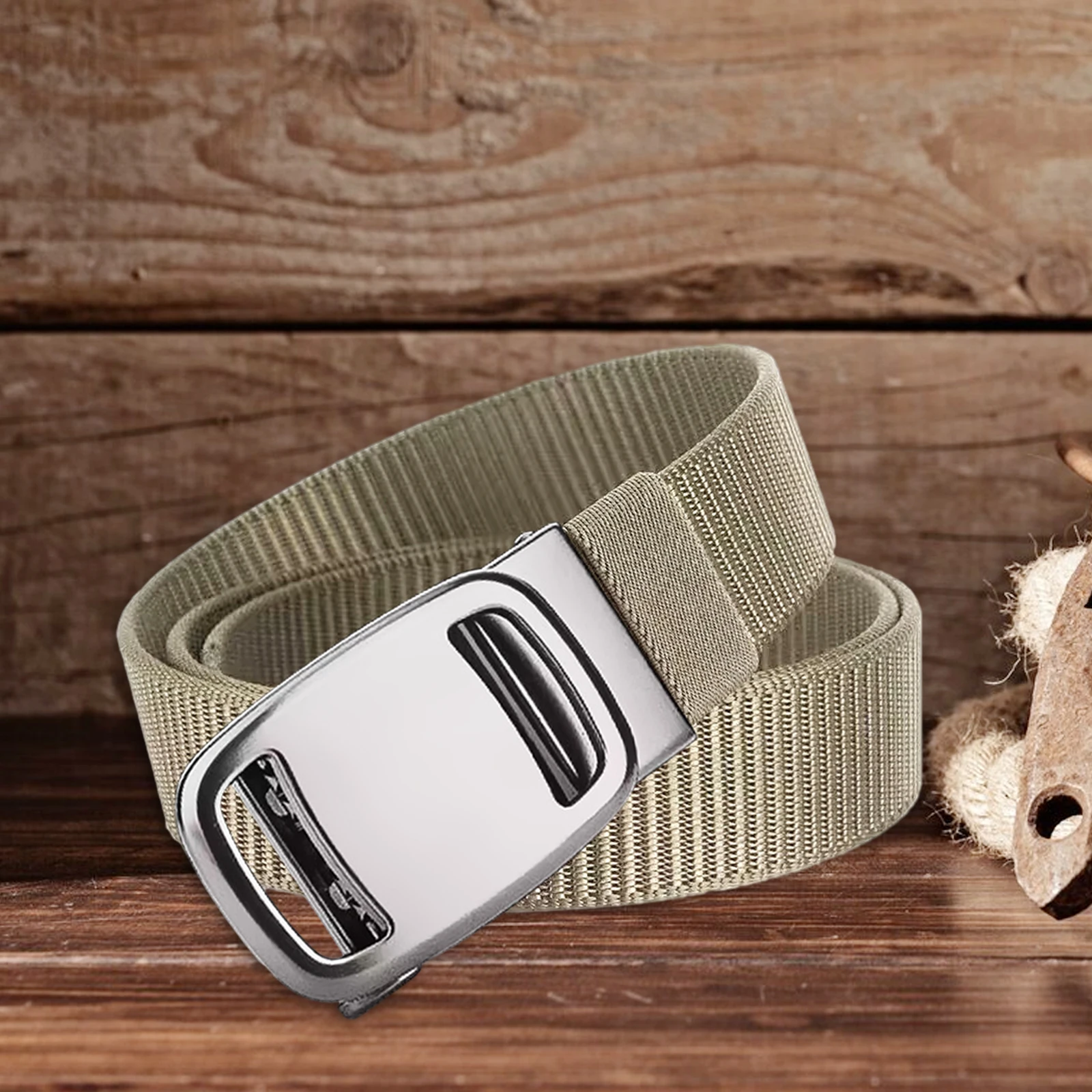 Nylon Belt for Men Automatic Belt Buckle Comfortable Portable Casual Work Webbing for Camping Hiking Backpacking
