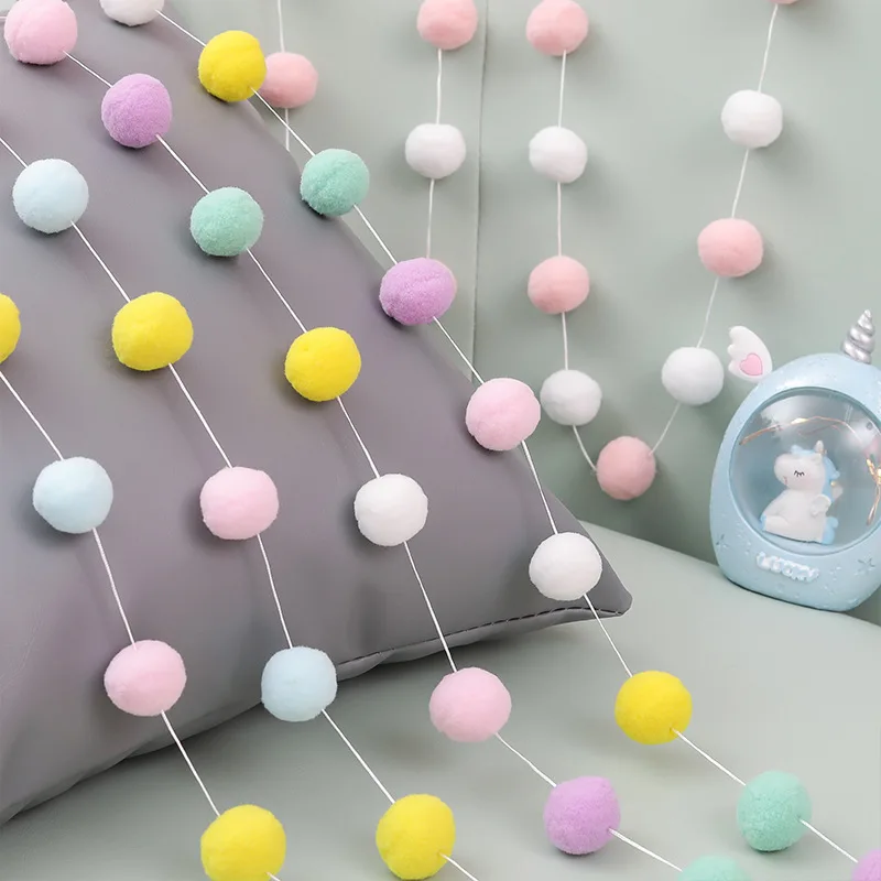 2,5 Meter Bunte Pompom Anhänger Girlande Ins Nordic Stil Wollfilz Ball String DIY Handgemachte Kindergarten Kinder Zimmer Dekor – Detail 1