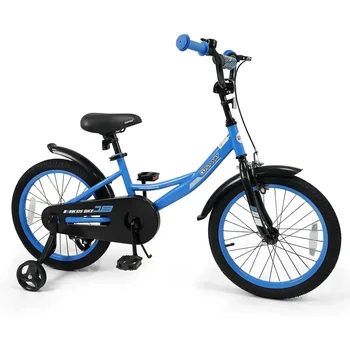 18 Inch Toddler Bike with Removable Training Wheels, Dual Brakes, Adjustable Seat & Handlebar, Suitable for Ages 3-8, Blue with