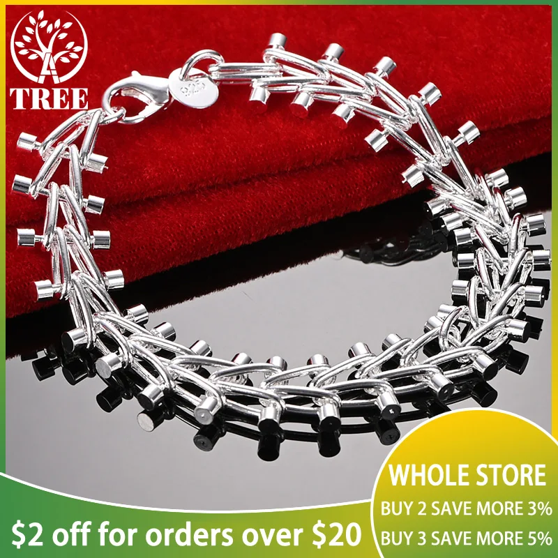 

ALITREE 925 Sterling Silver Popular Geometry Chain Bracelets For Woman Christmas Wedding Engagement Party Fashion Charm Jewelry