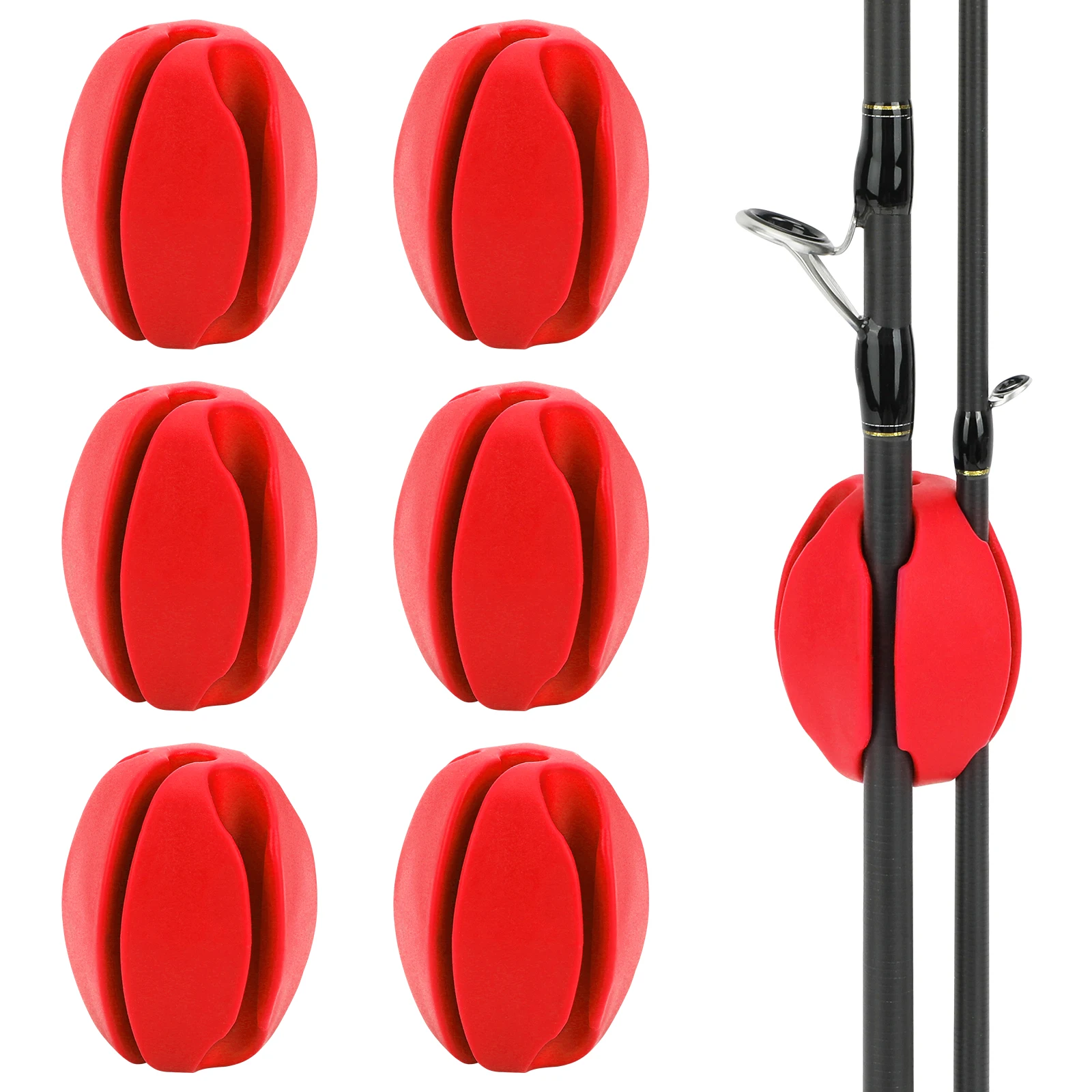 

SANLIKE 6pcs Fishing Rod Fixed Ball Silica Gel Protection Anti-Collision Rod Stopper Retractor Fishing Tool Accessories