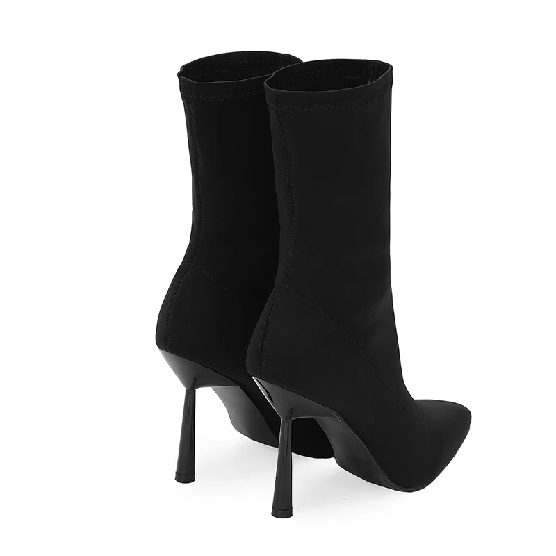 Sexy Sock Boots Knitting Stretch Boots High Heels For Women Fashion Shoes 2024 Spring Autumn Ankle Boots Female Black Size 35-42