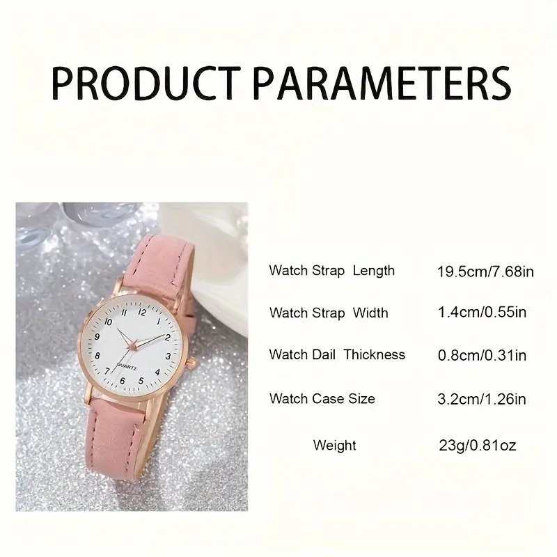 Kegllect 6pcs New  Pink Women's Round Dial Quartz Watch & Bracelets Set Gifts for Women Her NO BOX 5