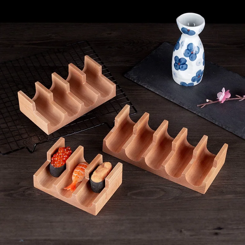 Japanese Sushi Rack Hand Grip U-shaped Rack Wooden Tray Sea Urchin Taco Roll Tray Western Food Wooden Plate Sushi