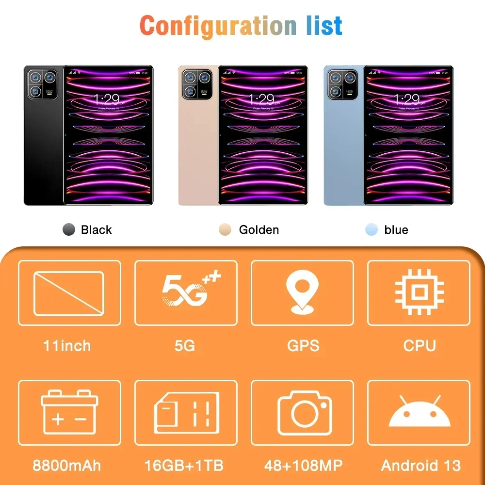 오리지널 태블릿 PC Ml 패드 6 맥스, 16G + 1TB, 안드로이드 13, 11.0 인치, 8800mAh, 글로벌 5G 듀얼 SIM 카드, ml 패드 6 맥스, 신제품