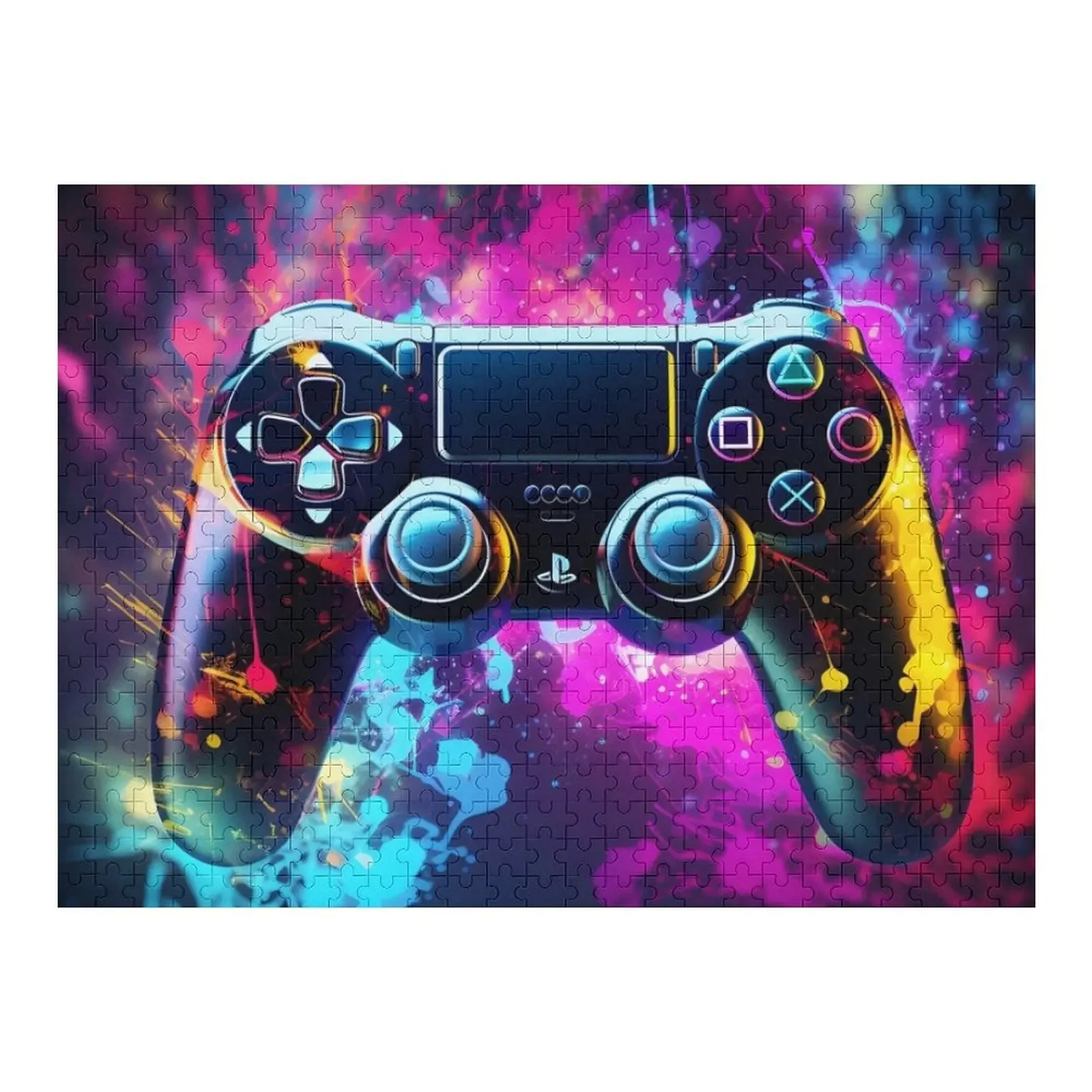 

Abstract Neon Art PS4 Controller Jigsaw Puzzle Wooden Jigsaws For Adults Customized Photo Puzzle