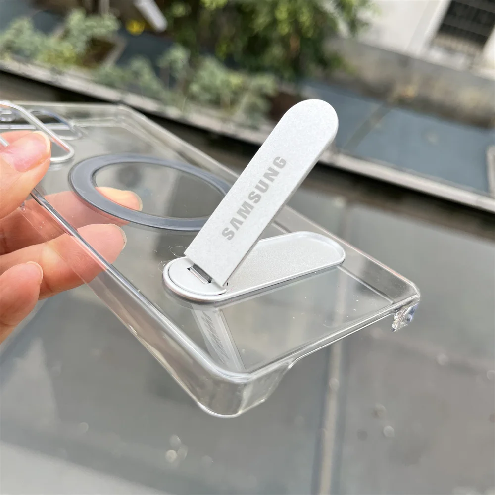 Clear Magnetic Phone Case with Kickstand and 360° Rotating Metal Mount