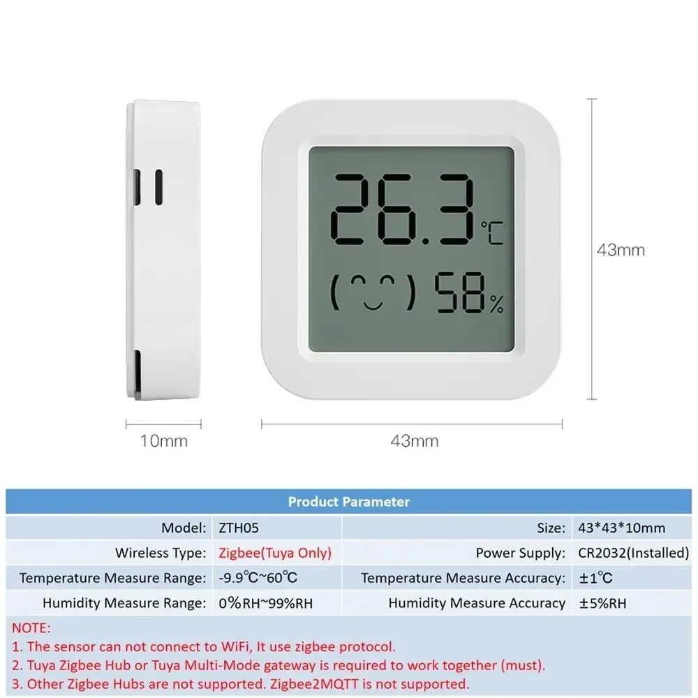 Temperature Humidity Sensor Tuya Zigbee Temperature Humidity Sensor Mini LCD Digital Display SmartLife APP Remote Monitoring Indoor Thermometer Hygrometer