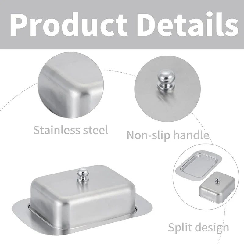 High Quality Retro Aluminum Butter Dish Stainless Steel Thick Covered Cheese Butter Tray Box Food Grade Container Dish with Lids