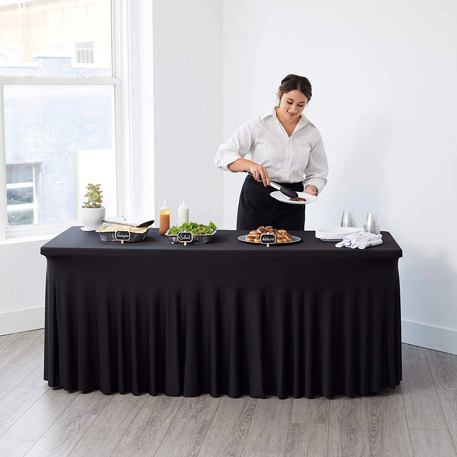Description Picture 5 of itemStretch Rectangle Tablecloth Spandex Table Skirts Long Tables Washable Wrinkle Resistant Table Covers 6ft 4ft 8ft Fitted Table