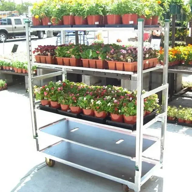 Plant flower cc trolley garden trolley Galvanized nursery plant transport garden cart flower rack