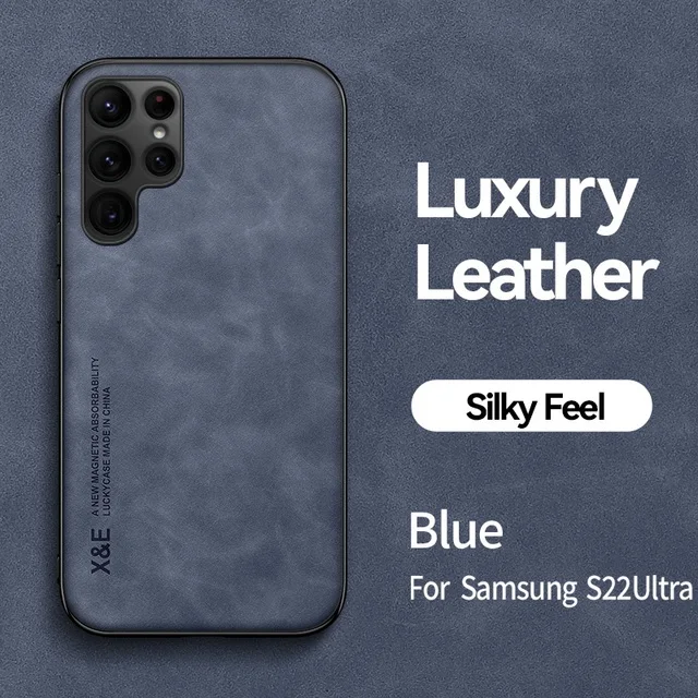 thumbnail image 1 of Magnetic Sheepskin Leather Case For Samsung S24 S23 S22 Ultra S21 S20 FE Plus A51 A13 A73 A52s A34 A54 A53 Soft Shockproof Cover, 1 of 5