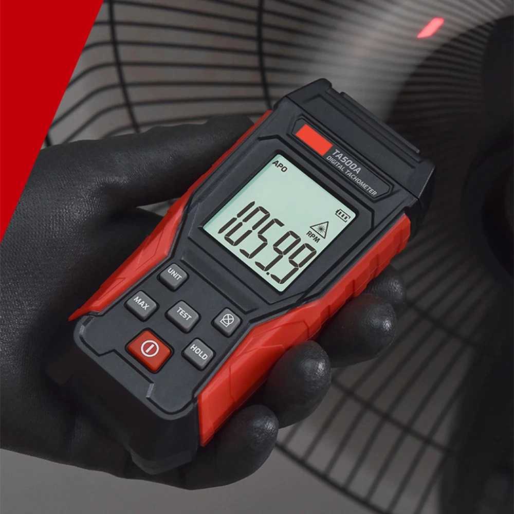 TA500C Digital Laser Tachometer Contact/Non-Contact/Dual Mode RPM Meter Engine S