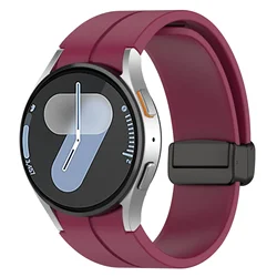 Magnetic Silicone Watch Band - Premium Strap for Watch 4 5 6 7 44MM (Wine red)