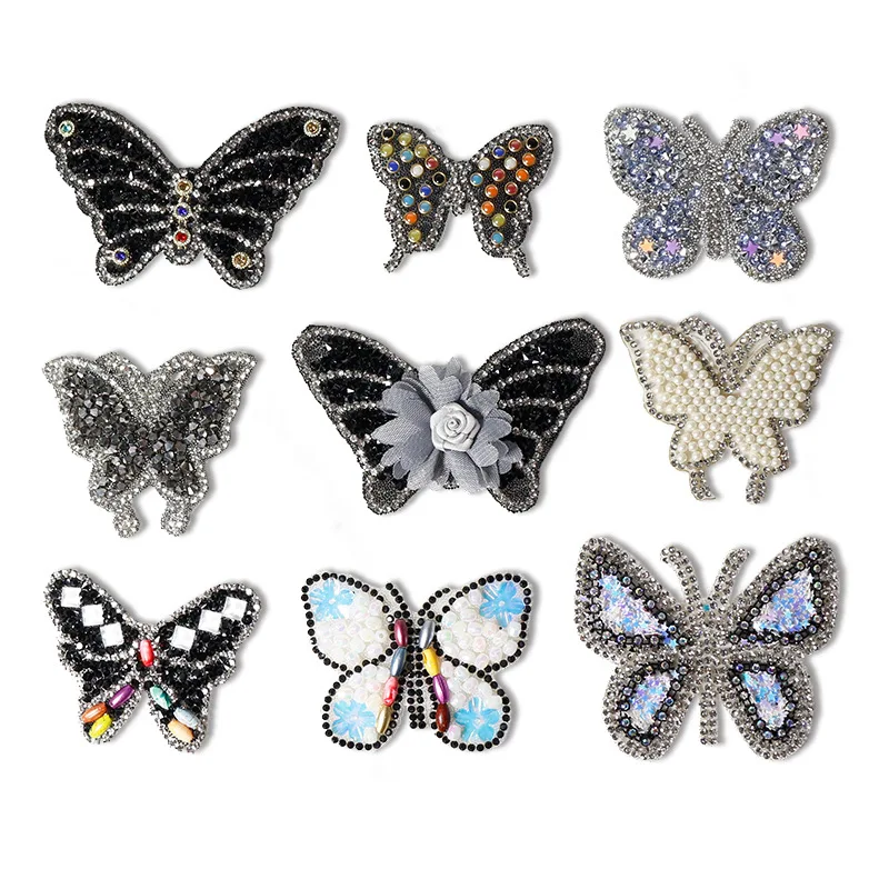 

New Water Diamond Butterfly Cloth Sticking Hot Diamond Back Adhesive Clothing Accessories DIY Bags Shoes Decoration High Quality