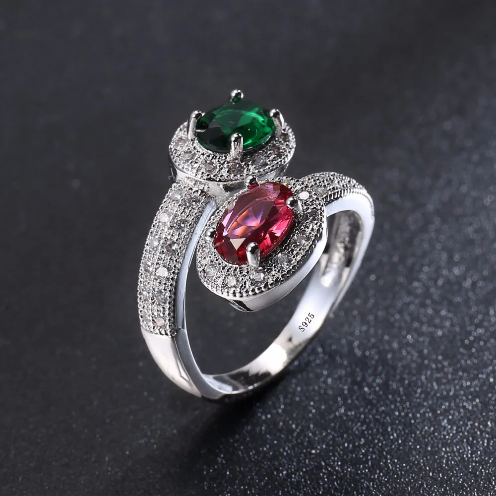 Wedding Rings Silver Rings Unique Vintage Retro Design Soild 925 Sterling Silver Ring Female Wedding AAA Colorful Cubic Zircon Bijouterie Jewelry