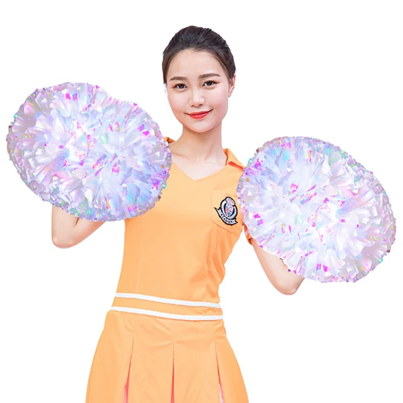 2PCS Team Spirit Cheerleading Poms Kids Adults Baton Handle Metallic Foil Cheer Poms cheerleading pom poms cheerleading baton