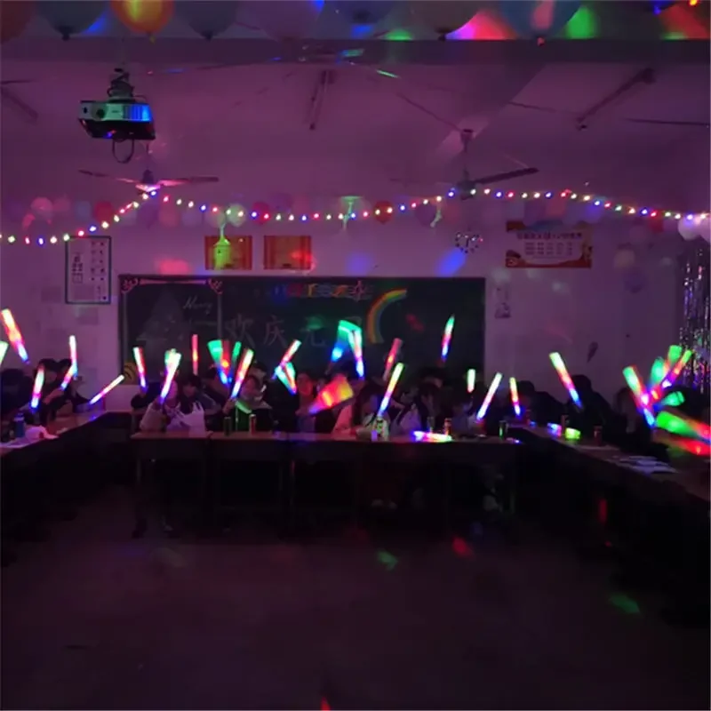 Description Picture 5 of item10/15/20/30Pcs LED Glow Sticks Bulk Colorful RGB Glow Foam Stick Cheer Tube Light in The Dark for Party Concert Wedding Supplies